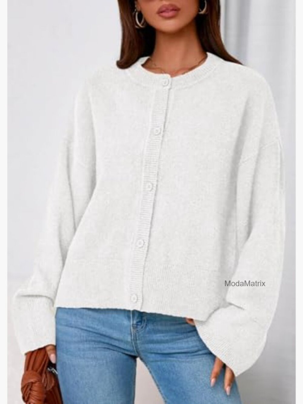 Oversized Puff Long Sleeve Button Up Cardigan Sweater Chunky Casual Fall - Picture 6 of 7